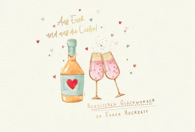 Produktbild von Hochzeit Skorpion´s art auf Euch auf die Liebe Sektgläser Glückwunschkarte mit Umschlag