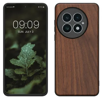 Produktbild von kwmobile Handyhülle für OnePlus 13 Hülle Holz - Case mit TPU Bumper - Stoßfestes Hardcase - Schutzhülle Cover in Dunkelbraun