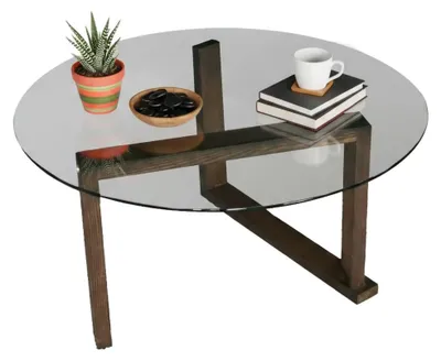 Produktbild von Wohnzimmertisch Denebra, Niedriger Wohnzimmertisch, Kaffeeregal, Couchtisch für Sofa, 80x80h41 cm, Nussbaum