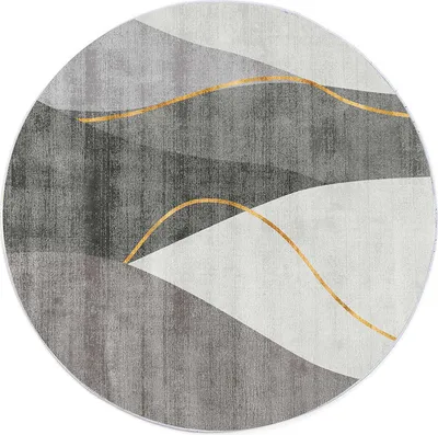 Produktbild von Runder Teppich NOVO Strado mit modernem, dezentem Graumuster für das Wohnzimmer, Farbe: Gray Echo, 90 x 90 cm