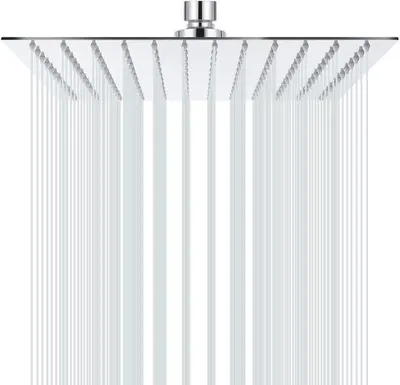 Produktbild von Ibenzoa® Regenduschkopf 25 x 25 cm, quadratisch – 304 Edelstahl, selbstreinigende Silikondüsen, mit Edelstahlgriff