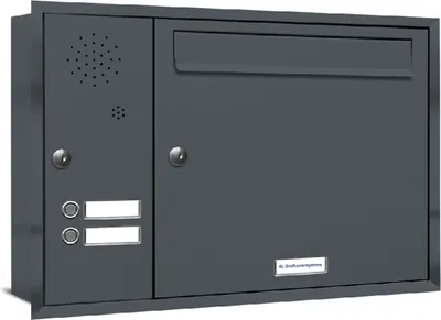 Produktbild von 1er Briefkasten Unterputz RAL Farbe 7016 Anthrazit 2 Klingel Sprechgitter
