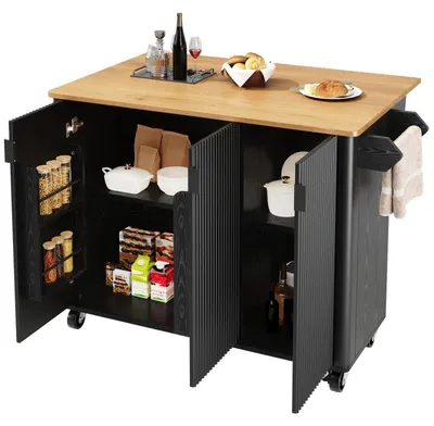 Immagine prodotto di Carrello da cucina – Carrello servitore – Mobiletto contenitore – Materiali: MDF e metallo – Dimensioni: 130x45x75-92 cm – Estendibile