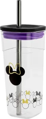 Produktbild von Disney Minnie Maus Trinkbecher Becher mit Edelstahl Trinkhalm 540 ml