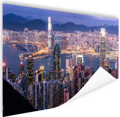Produktbild von MuchoWow® Poster Stadt - Berg - Hongkong 180x120 cm - Fotoplakat