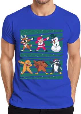 Produktbild von Dabbing Rentier Santa Schneemann - Weihnachten Weihnachtsgeschenk Christmas Herren T-Shirt, Blau, XXL