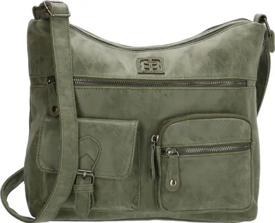 Produktbild von Christian Wippermann XL große Damen Shopper Tasche Schultertasche Umhängetasche Crossover Bag Leder Optik Handtasche Olive