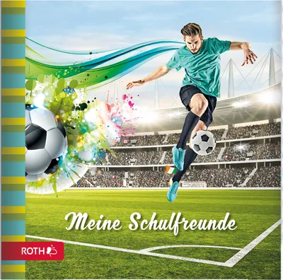 Produktbild von ROTH Freundebuch Fußball-Star- 64 Seiten 16,5 x 16,5 cm - Erinnerungsalbum Fußballer und Sport in Grün und Türkis