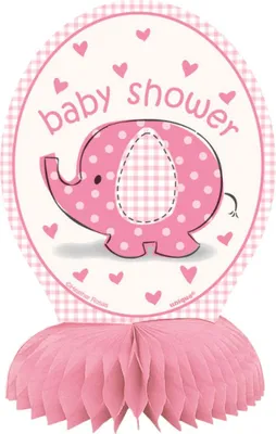 Produktbild von 4 Elefanten Baby Party Wabenball Pappaufsteller