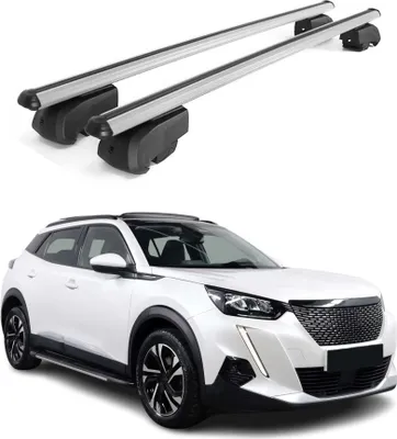Image de Barres de toit Transversales pour Peugeot 2008 2019-2023 Aluminium Gris ABE