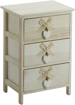 Immagine prodotto di Cassettiera 3 Cassetti 40x29x58 cm in Legno con Cuore