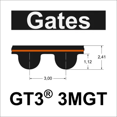 Produktbild von Gates PowerGrip® GT3® 489 3MGT, Breite 9 mm, Zahnriemen