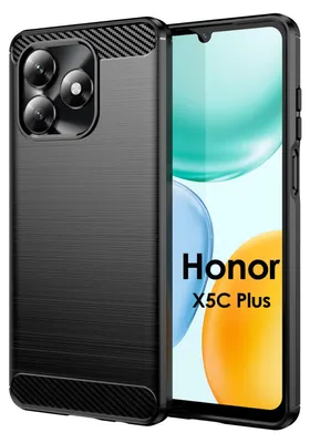 A black phone case is shown on the left, and a phone screen with marketing text is on the right.