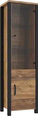 Produktbild von Vitrine Lyam mit 2 Türen, Holzoptik und Schwarz, 191cm