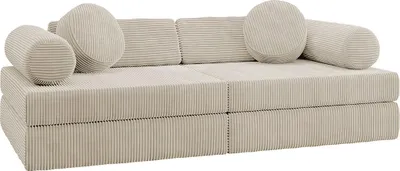 Image de Best Mobilier Ines - Canapé droit 2 places en velours côtelé , Beige