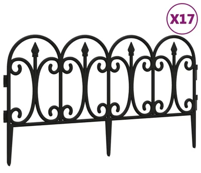 Produktbild von vidaXL Rasenkanten 17 Stk. Schwarz 10 m PP