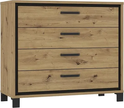 Produktbild von Furniture24 Kommode TRONDHEIM TDHK211 Artisan Eiche Schubladenkommode Schlafzimmer 4 Schübkasten