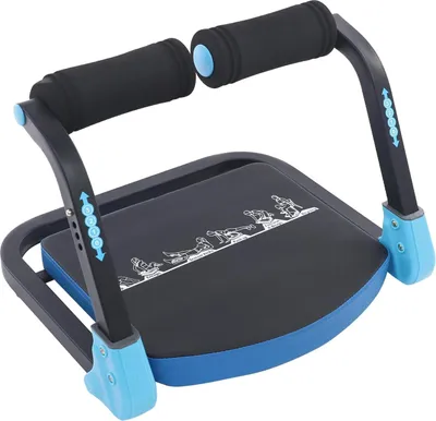 Produktbild von Bauchtrainer - Ab Fitnessgerät - Faltbare Bauchmaschine - 3-stufige Intensität - Heimtraining Zuhause - Belastbar bis 120 kg - Blau/Schwarz