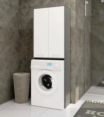 Produktbild von Hochschrank über der Waschmaschine MERALYA - grau/weiß