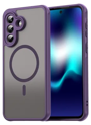 Image de Coque MagSafe pour Samsung Galaxy A57 5G : protection hybride en TPU pour l'appareil photo, couleur violette