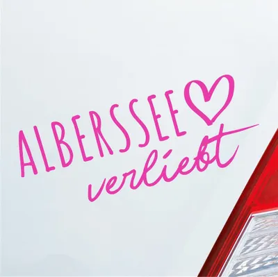 Produktbild von Auto Aufkleber Alberssee verliebt Herz See Sea Liebe Car 19x7 cm Pink Sticker Heckscheibenaufkleber