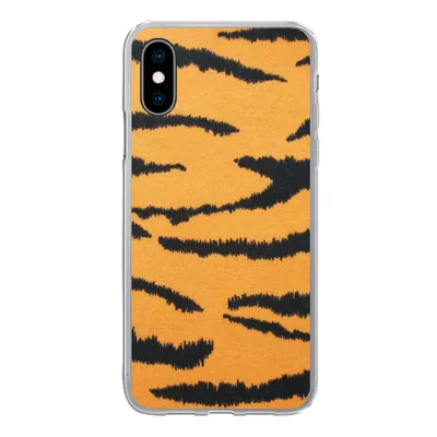 Produktbild von MuchoWow® Handyhülle Schutzhülle Hülle für iPhone X Tigerdruck - Braun - Orange Silikon Softcase Handy Hülle - Handyhülle