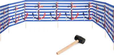 Produktbild von Garronda Strand Windschutz Sichtschutz 8m lang plus Gummihammer GAEX001 (Streifen/Anker, 8 m)