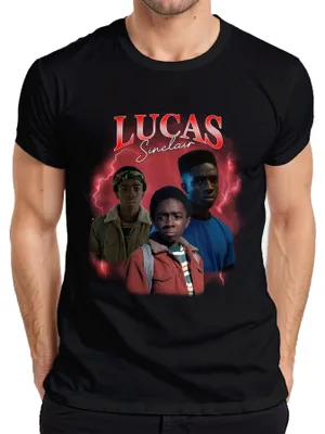 Obrázok produktu pre Lucas Sinclair Stranger Fan Gift Vintage 80s Retro 90s Bootleg pánske tričko, čierna, M