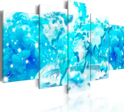 Produktbild von Modernes Wandbild k-A-0036-b-n (100x50) - 5 Teilig Bilder Fotografie auf Vlies Leinwand Foto Bild Dekoration Wand Bilder Kunstdruck ABSTRAKT WELTKARTE GLANZ RAUCH