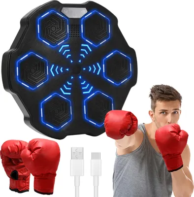 Image de Clanmacy Machine de boxe montage mural Bluetooth Musique Boxingautomat Entraîneur de réaction rythmique, entraîneur de frappe monté au mur avec 9 vitesses