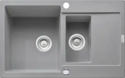 Produktbild von FRANKE Maris MRG 651-78 in STEINGRAU mit Druckknopfventil u. Abtropfbecken / Ausschnittmaß 760 x 480 mm / Einbauspüle
