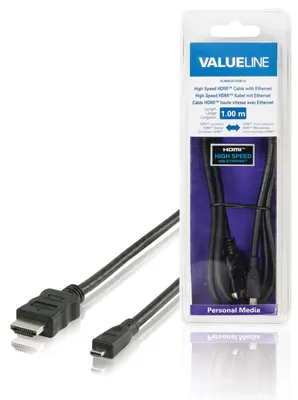 Produktbild von Valueline High Speed HDMI Kabel mit Ethernet HDMI Stecker - HDMI Mikrostecker 2,00 m schwarz VLMB34700B20