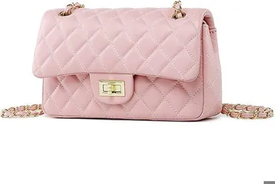 Produktbild von Schultertasche mit Kette, Lederhandtasche für Damen, Rosa