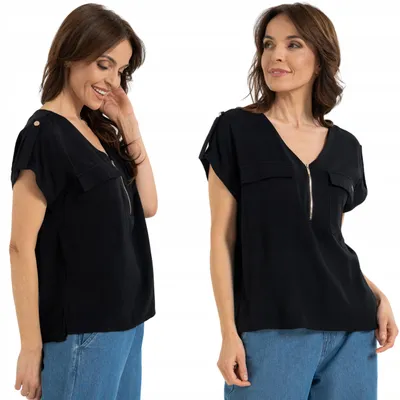 Produktbild von Leichte Damenbluse aus 100 % Viskose, lockere Passform, bequem und elegant, MORAJ, Größe 5XL, Schwarz