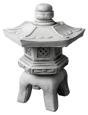 Produktbild von Japanische Oki-Gata Steinlaterne, Höhe 38 cm, Gewicht 11 kg, Grau, frostsicher aus Steinguss für den Außenbereich