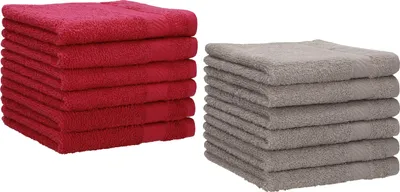 Produktbild von Betz 12 Stück Gästetücher 30x50 cm PALERMO 100% Baumwolle Farbe: cranberry und stone