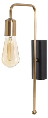 Image de Applique murale Lampe en métal doré et noir 6 x 22 x 42 cm E27 40 W IP20