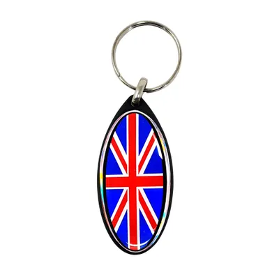 Image de Porte-clés moto, Union Jack, ovale noir
