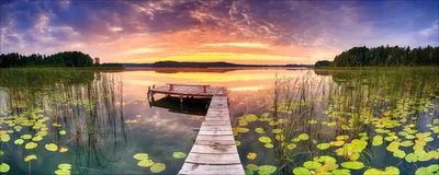 Produktbild von Glasbild Sunset On The Lake II 125x50 cm