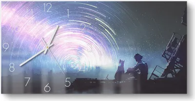 Produktbild von DEQORI Glasuhr 60x30 cm Zahlen 'Sternenkomplizen' Wanduhr Glas Uhr Design leise Küchenuhr