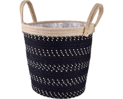Obrázek produktu pro Obal na květináč s uchy přírodní Ø 29 x 38 cm černý