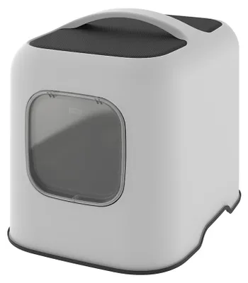Produktbild von Rotho Katzentoilette mit Haube Biala - 51 x 39,5 x 44,3 cm - 13,5 cm Einstiegshöhe - Katzenklo mit Klappe - Katzen Toilette geruchsdicht mit Schaufel