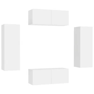 Produktbild von vidaXL 4-tlg. TV-Schrank-Set Weiß Holzwerkstoff