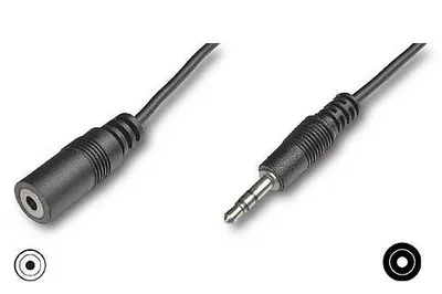 Produktbild von Digitus Audio-Verlängerungskabel, Stereo, 3.5mm, Männlich, 3.5mm, Weiblich, 2,5 m, Schwarz