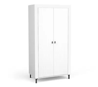 Produktbild von Kleiderschrank MORANO, 2-türiger Garderobenschrank mit Kleiderstange und Ablagefach, Aufbewahrungsschrank für Schlafzimmer Flur Ankleidezimmer, Weiß