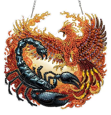 Diamond Painting Hänger 20x20 cm Skorpion und Phönix