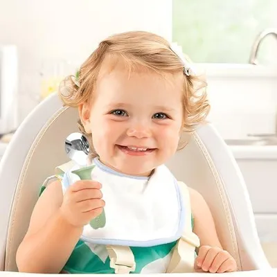 Produktbild von Besteckset für Kinder mit Gabel und Löffel | Sicheres Kinderbesteck mit rutschfesten Griffen für die Beikost ab 6 Monaten