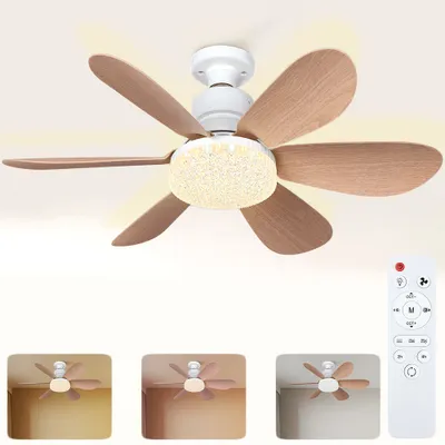 Obrázok produktu pre 40W 52CM stropný ventilátor s osvetlením a diaľkovým ovládaním E27, 3 farby (3000 K-6500 K), 2000 lumen, do spálne, kuchyne, obývačky, garáže