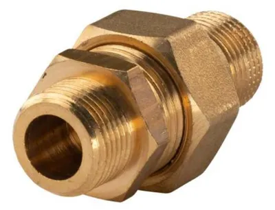 Produktbild von Messing Gewinde-Fitting Verschraubung gerade flachdichtend 3/8'AG - 3/8'AG (DN 10) - schwere Ausführung