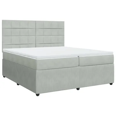 Produktbild von Boxspringbett mit Matratze Hellgrau 200x200 cm Samt